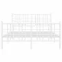 Metal bed frame with headboard and white footboard 120x200 cm by , Beds and slatted bases - Ref: Foro24-376389, Price: 104,75...