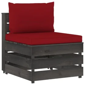 Ecksofa mit grau imprägnierten Holzkissen von vidaXL, Modulare Sofas für den Außenbereich - Ref: Foro24-3068129, Preis: 97,99...