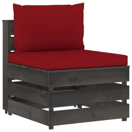 Ecksofa mit grau imprägnierten Holzkissen von vidaXL, Modulare Sofas für den Außenbereich - Ref: Foro24-3068129, Preis: 97,99...