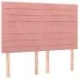 Box spring bed with mattress and LED pink velvet 140x200 cm by vidaXL, Beds and slatted bases - Ref: Foro24-3136190, Price: 4...