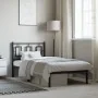Bed frame with black metal headboard 90x200 cm by , Beds and slatted bases - Ref: Foro24-374234, Price: 76,96 €, Discount: %