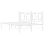 Metal bed frame with white headboard 120x200 cm by , Beds and slatted bases - Ref: Foro24-374288, Price: 100,32 €, Discount: %