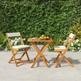 3-piece terrace folding table and chairs and acacia wood cushions by vidaXL, Garden sets - Ref: Foro24-319704, Price: 155,62 ...