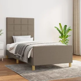 Bed frame with headboard in taupe gray fabric 90x190 cm by vidaXL, Beds and slatted bases - Ref: Foro24-3125021, Price: 145,1...