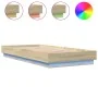 Bed frame with LED lights Sonoma oak 100x200 cm by , Beds and slatted bases - Ref: Foro24-839506, Price: 101,59 €, Discount: %