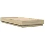 Bed frame with LED lights Sonoma oak 100x200 cm by , Beds and slatted bases - Ref: Foro24-839506, Price: 101,59 €, Discount: %