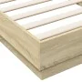 Bed frame with LED lights Sonoma oak 100x200 cm by , Beds and slatted bases - Ref: Foro24-839506, Price: 101,59 €, Discount: %