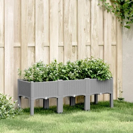 Planter with legs PP light gray 120x40x42 cm by , Pots and planters - Ref: Foro24-367897, Price: 78,57 €, Discount: %