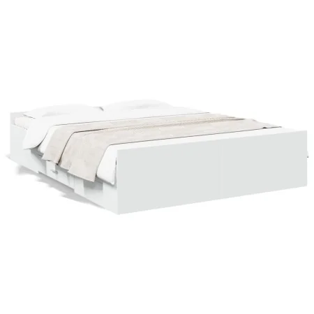 Cama con cajones madera de ingeniería blanco 140x200 cm de , Camas y somieres - Ref: Foro24-3280293, Precio: 162,47 €, Descue...