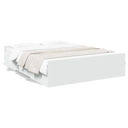 Weißes Holzwerkstoffbett mit Schubladen 140x200 cm von , Betten und Lattenroste - Ref: Foro24-3280293, Preis: 162,47 €, Rabat...
