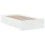 White engineered wood bed with drawers 100x200 cm by , Beds and slatted bases - Ref: Foro24-3280419, Price: 116,39 €, Discoun...