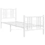 Metal bed frame with headboard and footboard white 75x190 cm by , Beds and slatted bases - Ref: Foro24-376381, Price: 64,78 €...