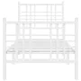 Metal bed frame with headboard and footboard white 75x190 cm by , Beds and slatted bases - Ref: Foro24-376381, Price: 64,78 €...