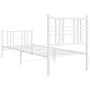 Metal bed frame with headboard and footboard white 75x190 cm by , Beds and slatted bases - Ref: Foro24-376381, Price: 64,78 €...