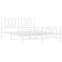 Metal bed frame with headboard and white footboard 150x200 cm by , Beds and slatted bases - Ref: Foro24-374310, Price: 126,78...