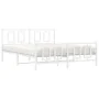 Metal bed frame with headboard and white footboard 150x200 cm by , Beds and slatted bases - Ref: Foro24-374310, Price: 126,78...