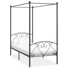 Estructura de cama con dosel metal gris 90x200 cm de vidaXL, Camas y somieres - Ref: Foro24-284440, Precio: 125,90 €, Descuen...