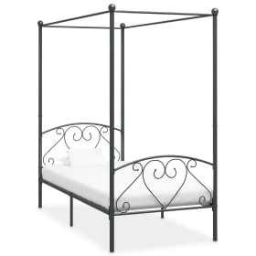 Gray metal canopy bed frame 90x200 cm by vidaXL, Beds and slatted bases - Ref: Foro24-284440, Price: 125,90 €, Discount: %