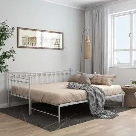 Estructura de sofá cama extraíble de metal blanco 90x200 cm de vidaXL, Camas y somieres - Ref: Foro24-324759, Precio: 169,76 ...