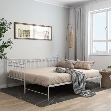 Estructura de sofá cama extraíble de metal blanco 90x200 cm de vidaXL, Camas y somieres - Ref: Foro24-324759, Precio: 169,76 ...