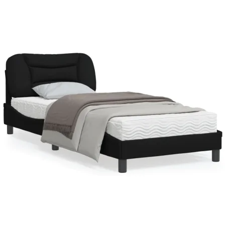 Bed frame with black fabric headboard 90x200 cm by , Beds and slatted bases - Ref: Foro24-3207746, Price: 163,59 €, Discount: %