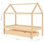 Pine wood children's bed frame with drawer 80x160 cm by vidaXL, Cribs and beds for children - Ref: Foro24-322137, Price: 187,...