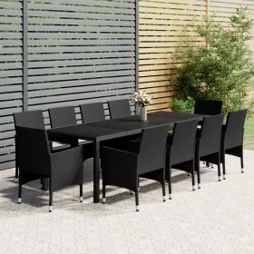 Garden dining set 11 pieces black synthetic rattan by vidaXL, Garden sets - Ref: Foro24-3058572, Price: 865,11 €, Discount: %