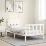 White solid wood bed frame with headboard by vidaXL, Beds and slatted bases - Ref: Foro24-3193432, Price: 97,43 €, Discount: %