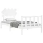 White solid wood bed frame with headboard by vidaXL, Beds and slatted bases - Ref: Foro24-3193432, Price: 97,43 €, Discount: %