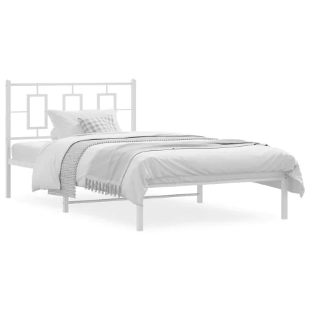 Metallbettgestell mit weißem Kopfteil 107x203 cm von vidaXL, Betten und Lattenroste - Ref: Foro24-374286, Preis: 75,64 €, Rab...