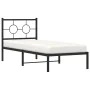 Bed frame with black metal headboard 80x200 cm by vidaXL, Beds and slatted bases - Ref: Foro24-376217, Price: 69,39 €, Discou...