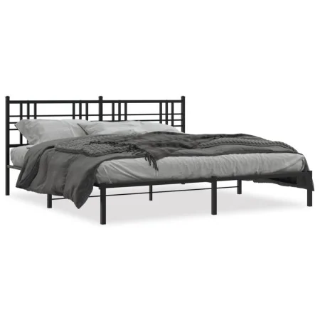 Bettgestell mit schwarzem Metallkopfteil 200x200 cm von vidaXL, Betten und Lattenroste - Ref: Foro24-376331, Preis: 124,05 €,...