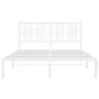 Estructura de cama de metal con cabecero blanca 140x190 cm de vidaXL, Camas y somieres - Ref: Foro24-376373, Precio: 107,51 €...