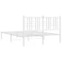 Estructura de cama de metal con cabecero blanca 140x190 cm de vidaXL, Camas y somieres - Ref: Foro24-376373, Precio: 107,51 €...