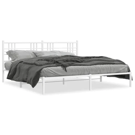Metallbettgestell mit weißem Kopfteil 183x213 cm von vidaXL, Betten und Lattenroste - Ref: Foro24-376378, Preis: 102,29 €, Ra...