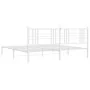 Metal bed frame with white headboard 183x213 cm by vidaXL, Beds and slatted bases - Ref: Foro24-376378, Price: 102,29 €, Disc...