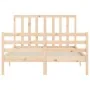 Estructura de cama de matrimonio con cabecero madera maciza de vidaXL, Camas y somieres - Ref: Foro24-3193761, Precio: 118,19...