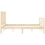 Double bed frame with solid wood headboard by vidaXL, Beds and slatted bases - Ref: Foro24-3193826, Price: 115,16 €, Discount: %