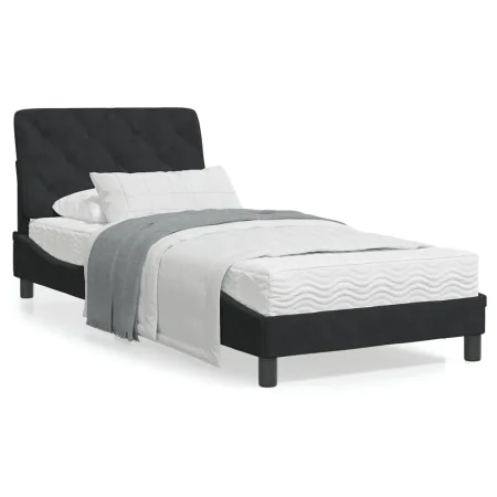 Bettgestell mit schwarzem Samtkopfteil 90x190 cm von vidaXL, Betten und Lattenroste - Ref: Foro24-3207895, Preis: 137,61 €, R...