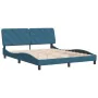 Bed frame with blue velvet headboard 160x200 cm by vidaXL, Beds and slatted bases - Ref: Foro24-3207933, Price: 217,58 €, Dis...