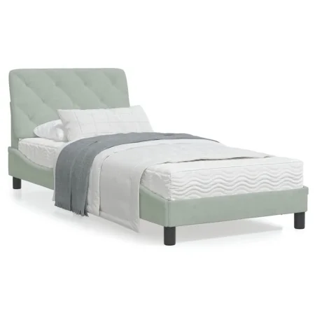 Bett mit hellgrauer Samtmatratze 90x200 cm von vidaXL, Betten und Lattenroste - Ref: Foro24-3208634, Preis: 287,48 €, Rabatt: %