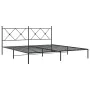 Bed frame with black metal headboard 183x213 cm by vidaXL, Beds and slatted bases - Ref: Foro24-376507, Price: 121,61 €, Disc...