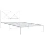 Bettgestell aus Metall mit weißem Kopfteil 100x190 cm von vidaXL, Betten und Lattenroste - Ref: Foro24-376545, Preis: 64,81 €...