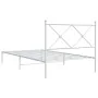 Bettgestell aus Metall mit weißem Kopfteil 100x190 cm von vidaXL, Betten und Lattenroste - Ref: Foro24-376545, Preis: 64,81 €...
