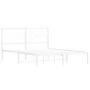 Metal bed frame with white headboard 140x190 cm by vidaXL, Beds and slatted bases - Ref: Foro24-376275, Price: 97,96 €, Disco...