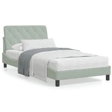 Bed with light gray velvet mattress 100x200 cm by vidaXL, Beds and slatted bases - Ref: Foro24-3208640, Price: 315,02 €, Disc...