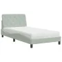 Bed with light gray velvet mattress 100x200 cm by vidaXL, Beds and slatted bases - Ref: Foro24-3208640, Price: 315,02 €, Disc...