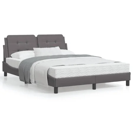 Bed with gray synthetic leather mattress 120x200 cm by vidaXL, Beds and slatted bases - Ref: Foro24-3208855, Price: 358,68 €,...