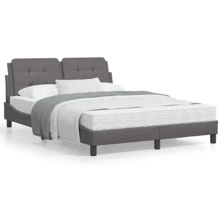 Cama con colchón cuero sintético gris 120x200 cm de vidaXL, Camas y somieres - Ref: Foro24-3208855, Precio: 358,49 €, Descuen...