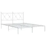 Metal bed frame with white headboard 135x190 cm by vidaXL, Beds and slatted bases - Ref: Foro24-376550, Price: 93,33 €, Disco...